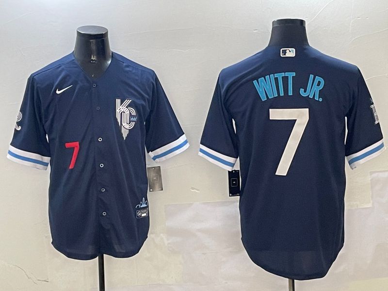 Men Kansas City Royals #7 Witt jr Blue City Edition 2025 Nike MLB Jersey style 5